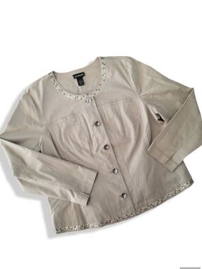 Lane Bryant Metal Studded Blazer Jacket Tan 16 Plus‎ Curvy